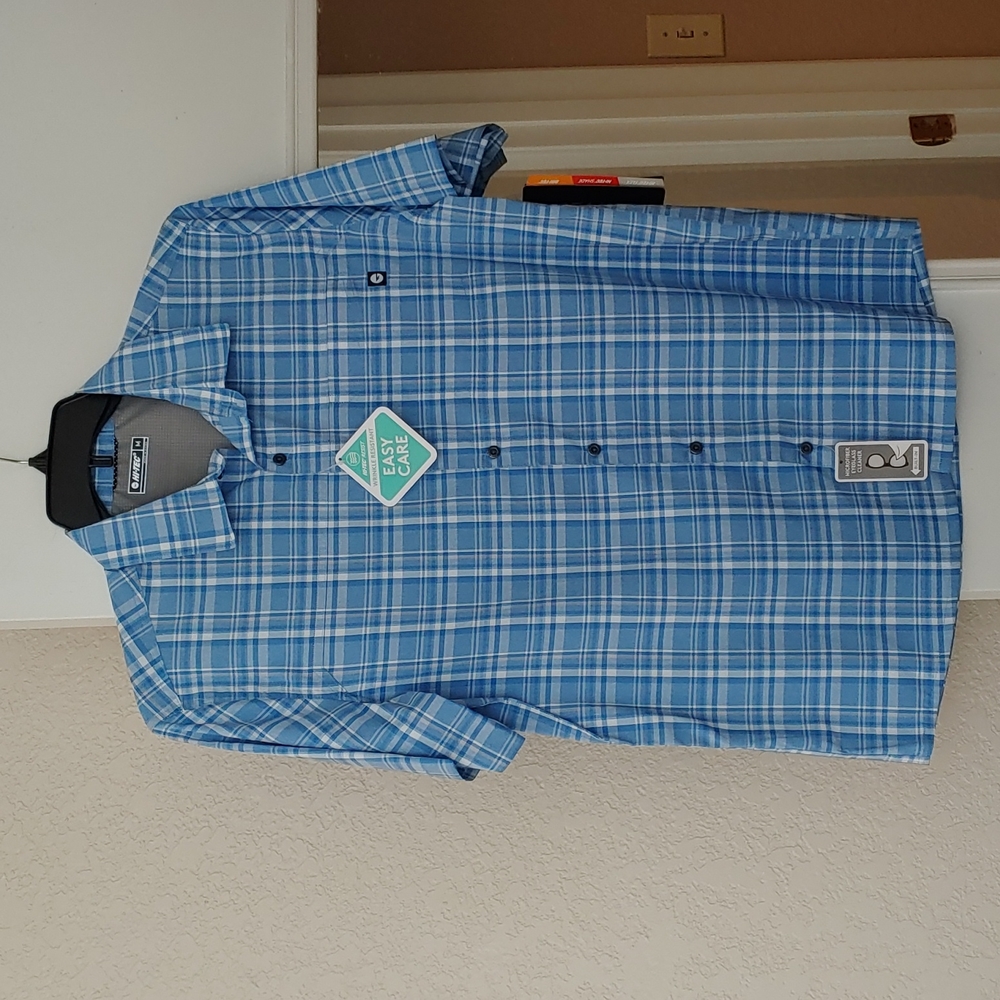 Hi-Tec Casual Blue Plaid Button Down Shirt M